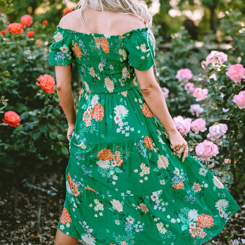 B257 Beautiful green floral midi - Picture 8 of 14